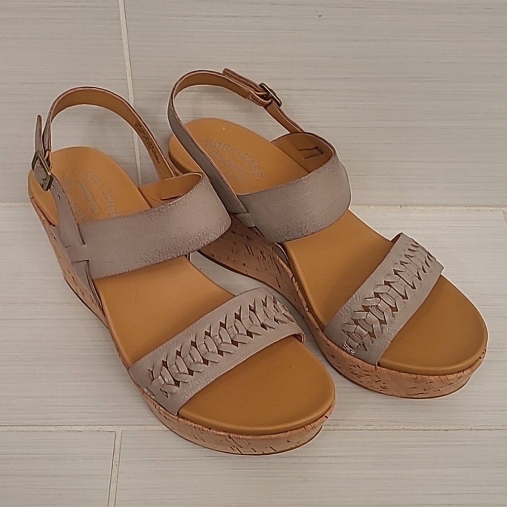 Kork-Ease Austin Braided platform sandal, grey, new in box